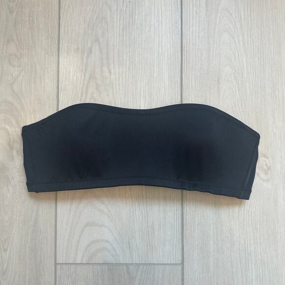 J. Crew black bandeau molded self tie back strapless bikini top small - Picture 1 of 4